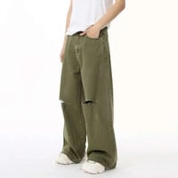 Image 3 of Vintage Green Hole Detail Jeans