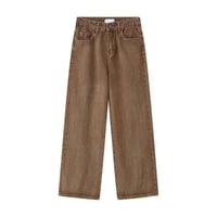 Image 4 of Coffee Tone Wide Leg Jeans
