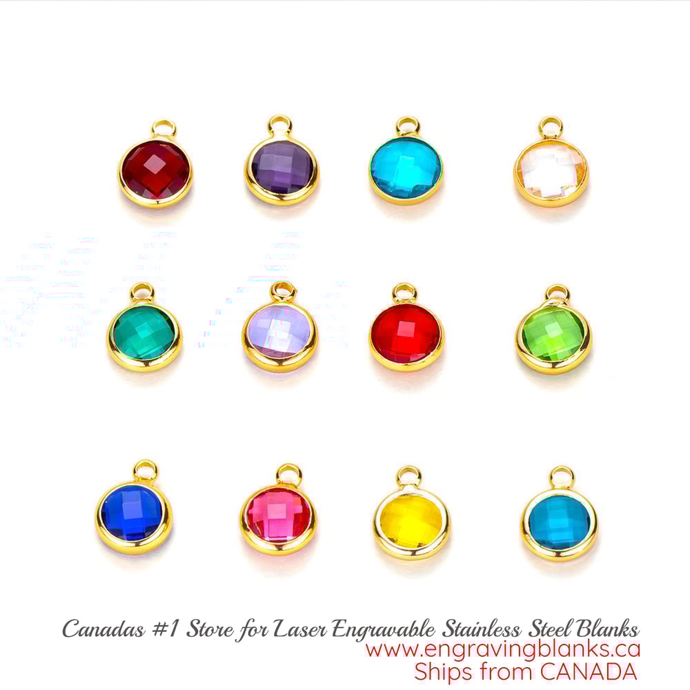 Image of 12pcs Set Round 12 Jewelry Making Birthstone DIY Birthday Stones Stainless Steel Charms