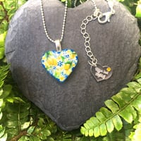 Image 2 of Lemons Abstract Painted Heart Pendant