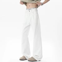 Image 3 of Straight Cut Wide Leg Jeans