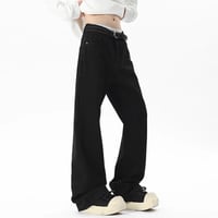 Image 4 of Straight Cut Wide Leg Jeans