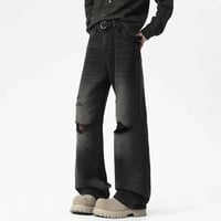 Image 5 of Distressed Straight Cut Jeans