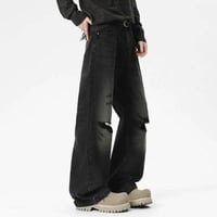 Image 6 of Distressed Straight Cut Jeans