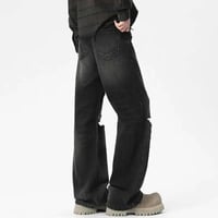 Image 4 of Distressed Straight Cut Jeans