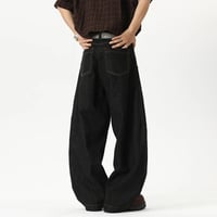 Image 2 of Curved denim Cut Wide Leg Jeans