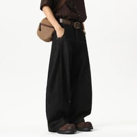 Image 4 of Curved denim Cut Wide Leg Jeans