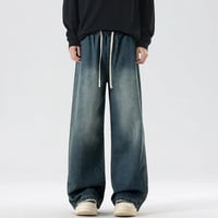 Image 7 of Spliced Drawstring Jeans