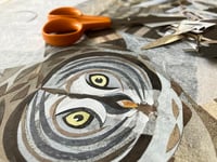 Image 3 of 'Her Majesty' - Great Grey Owl Original Cut Paper Collage