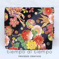 Image 3 of Estuche tela japonesa en negro y teja