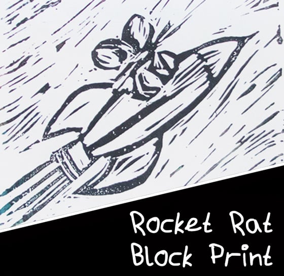 Image of Rocket Rat - Block Print 