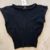 Black loose fit boat neck knitted mohair top LUNA