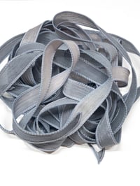 Image 4 of 1PC. BLUE CYLINDER  42" Hand Dyed Finished Edge Silk Wrist Wrap Bracelet/Jewelry/Craft Ribbons