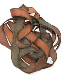 Image 3 of 1PC. CACTUS FLOWER 42" Hand Dyed Finished Edge Silk Wrist Wrap Bracelet/Jewelry/Craft Ribbons