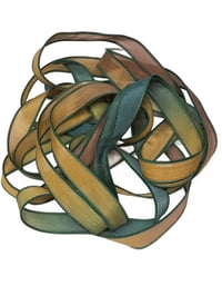 Image 2 of 1PC. FALL MUMS 42" Hand Dyed Finished Edge Silk Wrist Wrap Bracelet/Jewelry/Craft Ribbons