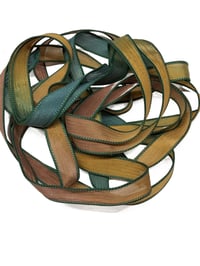 Image 4 of 1PC. FALL MUMS 42" Hand Dyed Finished Edge Silk Wrist Wrap Bracelet/Jewelry/Craft Ribbons