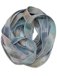 Image 1 of 1PC. SPECKLED EGGS  42" Hand Dyed Finished Edge Silk Wrist Wrap Bracelet/Jewelry/Craft Ribbons