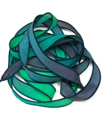 Image 1 of 1PC. TSUNAMI 42" Hand Dyed Finished Edge Silk Wrist Wrap Bracelet/Jewelry/Craft Ribbons