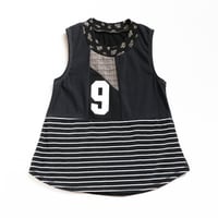Image 1 of nine 9 9th ninth birthday bday party tee COURTNEYCOURTNEY black curved hem tank top shirt stripe