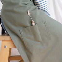 Image 13 of Split Leg Tie Apron for Potters, Artists & Makers. No14:3 Ochre Canvas