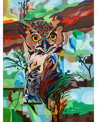 Image 1 of Vigilance, Great Horned Owl, print