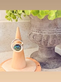 Wave Swirl Natural Green Abalone Ring