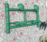 Image 2 of Ancien porte manteau en bois revisité en vert