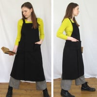 Image 3 of Ultimate Makers Apron - Cargo Pockets, Adjustable Crossback, Split Leg. Tough Black Canvas No23:2