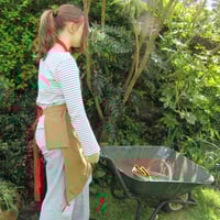 Image 7 of NEW! Gardening Apron with Harvesting Pouch and Pockets for Secateurs and Phone. Tan Canvas