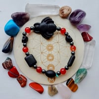 Image 2 of Howlite, Hematite, and Carnelian Spider Bracelet