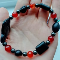 Image 4 of Howlite, Hematite, and Carnelian Spider Bracelet