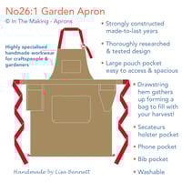 Image 3 of NEW! Gardening Apron with Harvesting Pouch and Pockets for Secateurs and Phone. Tan Canvas