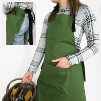 Image 17 of NEW! Garden Apron with Specialist Pockets and Gathering Pouch Feature. Teal/Blue/Green Canvas. 26:1