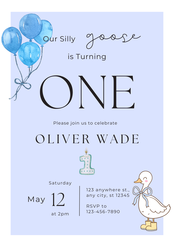 Image of Our Silly Goose Birthday Invitation (boy)