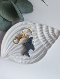 Image 1 of Gray Shimmer Shark Keychain 