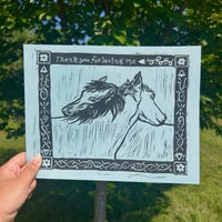 Image 2 of hugging horses block print