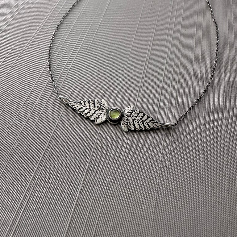 Sterling Silver Fern and Peridot Necklace Image 6