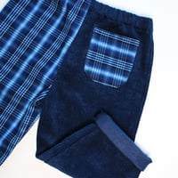 Image 4 of Half & half- navy cord and check denim
