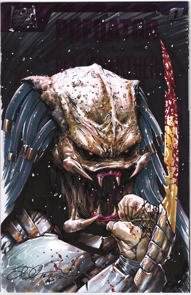 Image of PREDATOR VS. BLACK PANTHER #1 FEATURING SHELBY ROBERTSON ORIGINAL SKETCH