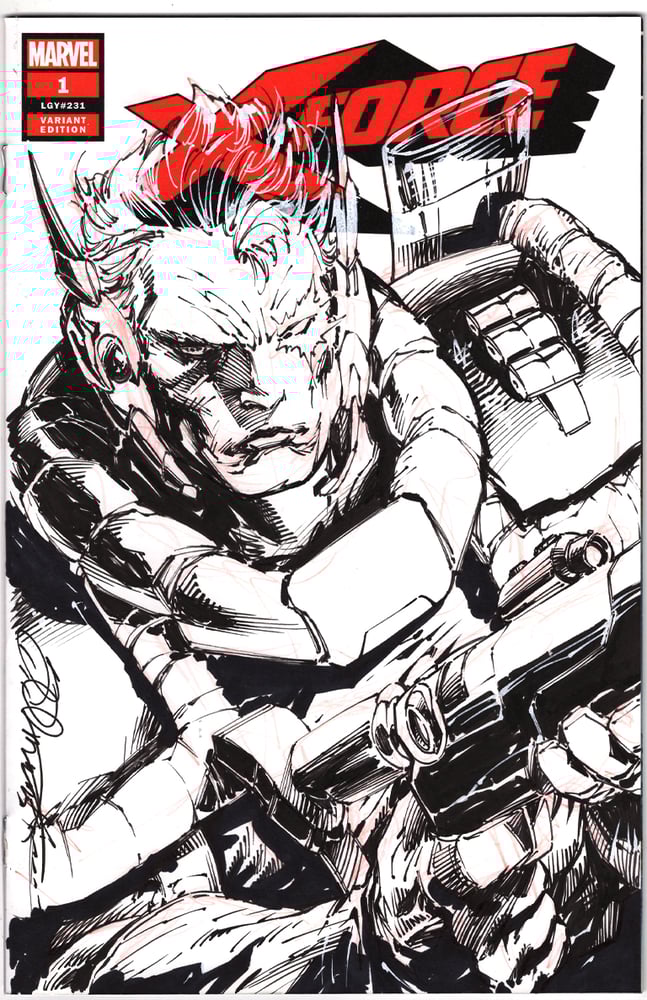 Image of X-FORCE #1 FEATURING SHELBY ROBERTSON ORIGINAL FRONT AND BACK COVER SKETCH