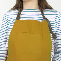 Image 18 of NEW! Gardening Apron with Harvesting Pouch and Pockets for Secateurs and Phone. Tan Canvas
