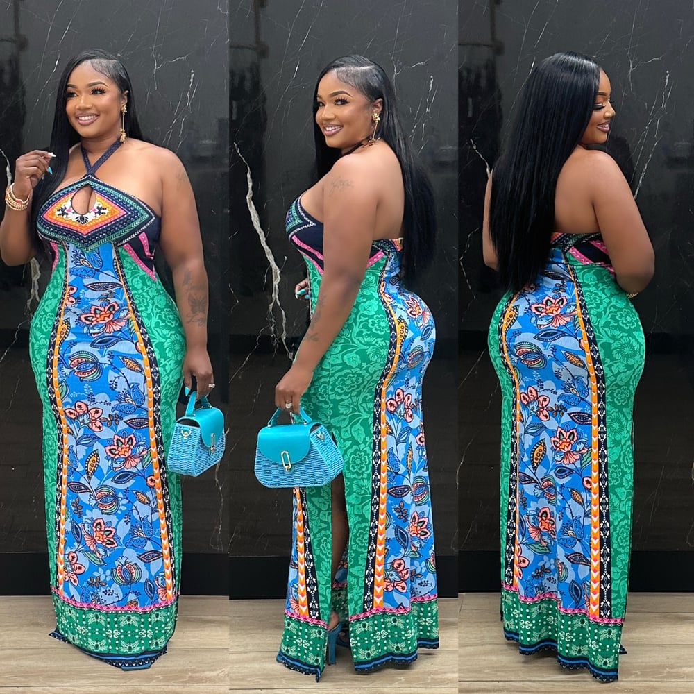 Image of MINA DRESS-aqua 