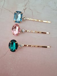 Image 1 of Gems Rhinestones Bobby Pins Set of 3