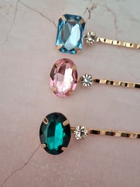 Image 3 of Gems Rhinestones Bobby Pins Set of 3