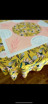 Image 1 of Mahjong Tablecloth Instructional and Decorative (Golden Flora Design)