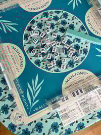 Image 3 of Mahjong Tablecloth Instructional and Decorative (Retro Indigo Design)