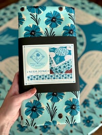 Image 2 of Mahjong Tablecloth Instructional and Decorative (Retro Indigo Design)