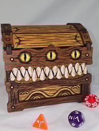 Image 1 of Custom Wooden Mimic Chest | Dice Box & Collector's Treasure