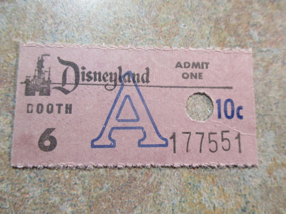 DISNEYLAND RARE 1950S "A" TICKET MACHINE-DISPENSED FROM KIOSK