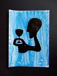 THE WINE DRINKER (Blue & White Background)